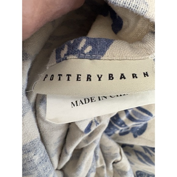 POTTERY BARN Linen KING Duvet  Blue Floral Botanical Palampore? - Picture 5 of 8